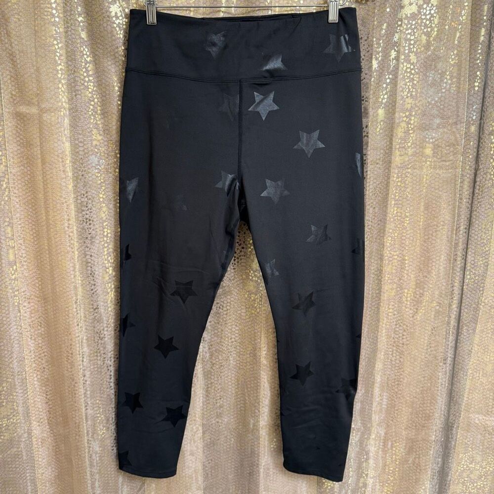 Nanette Lepore Black Foil Star High Rise Leggings 7/8 length XL